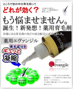 【送料無料】【育毛サロン専売品】育毛剤選びでお悩みの方に…店長お薦め　育毛剤人気ランキング上位の育毛剤成分を凝縮配合！　　凌駕・Ｍ１ミスト・柑気楼・黄金樹・エビネラン等の前に！　：　薬用　育毛剤　エヴァンジル　１００ｍｌ
