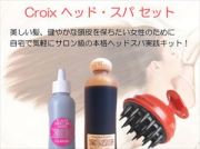 女性用ヘアケアセット第一弾！サロン製品のヘマチン配合アミノ酸系シャンプーとベントナイト配合頭皮クレンジング剤に人気の電動頭皮洗浄ブラシをお買い得セットにしました！サロンで人気のヘッドスパをご自宅で！　：　Ｃｒｏｉｘ　ヘッド・スパ　セット
