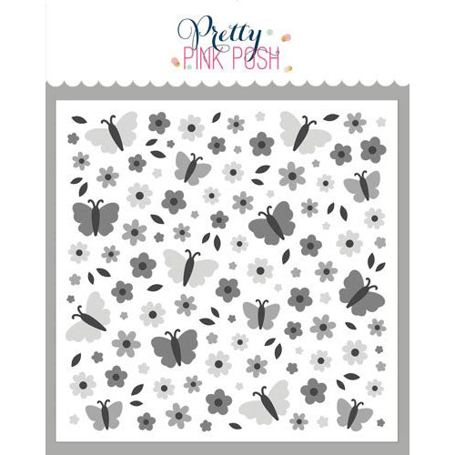 プリティピンクポッシュ Layered Butterfly Floral Stencils (4 Pack)