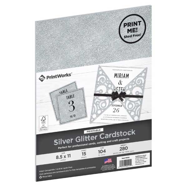 プリンター可/グリッター シルバーラメ カードストック ペーパー