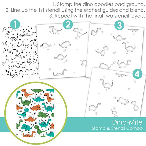 テイラードエクスプレッション Dino-Mite Stamp & Stencil Combo