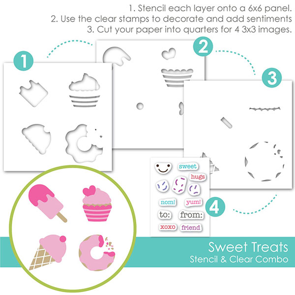 テイラードエクスプレッション Sweet Treats Stencil & Clear Combo