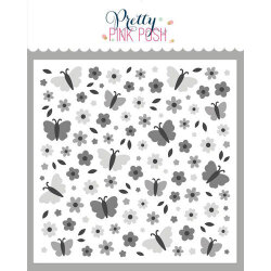 プリティピンクポッシュ Layered Butterfly Floral Stencils (4 Pack)