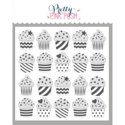 プリティピンクポッシュ Layered Cupcakes Stencils (3 Pack)