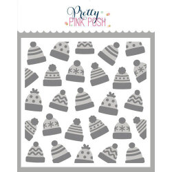 プリティピンクポッシュ Layered Winter Hats Stencils (2 Pack)