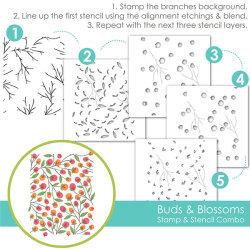 テイラードエクスプレッション Buds & Blossoms Stamp & Stencil Combo
