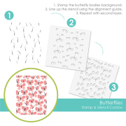 テイラードエクスプレッション Butterflies Stamp & Stencil Combo
