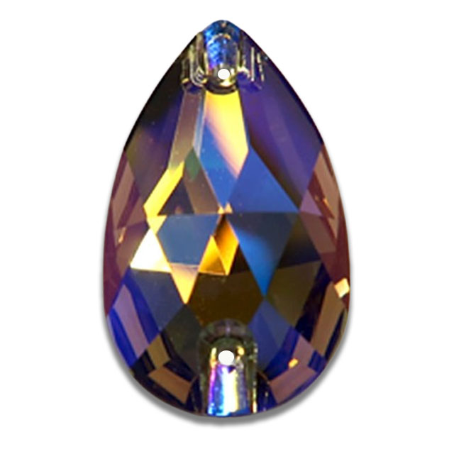 AURORA A3230 Pearshape sew-on stone 2 hole ブラックダイヤモンドシマー