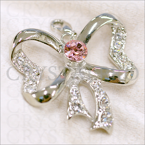 クリスタルリボン35x35mm ライトローズ 1ヶ