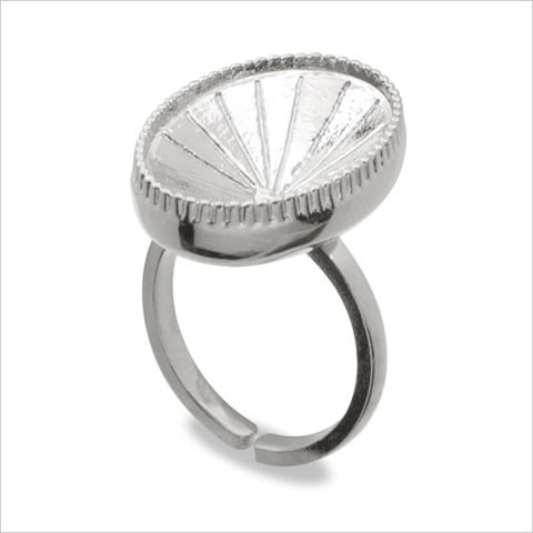 フェリドグルー粘土土台　オーバルリング　ロジウムカラー