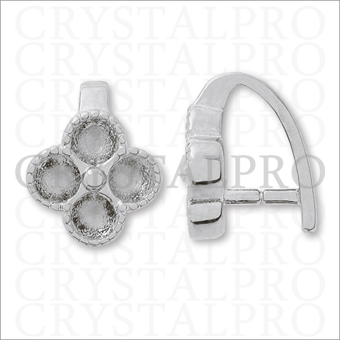 デザインAカン石座付 フラワー ロジウムカラー 約H11xW9mm 1ヶ