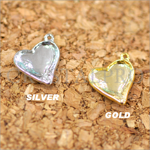 ゴールデンヒーラー ジオード入り 台座付き ハート スウィートハートの1カン付台座 15x13mm ゴールド 1ヶ