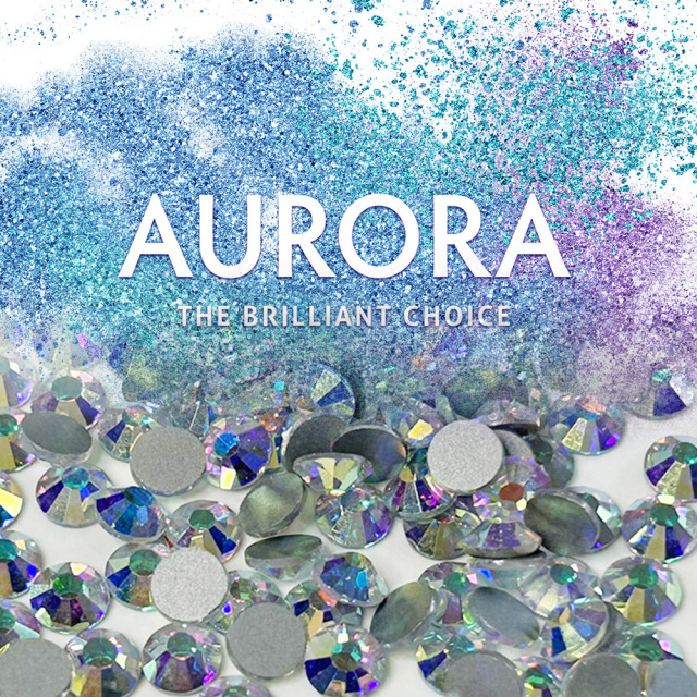 AURORAのラウンドフラットバックのクリスタルABのグロスパック販売画像