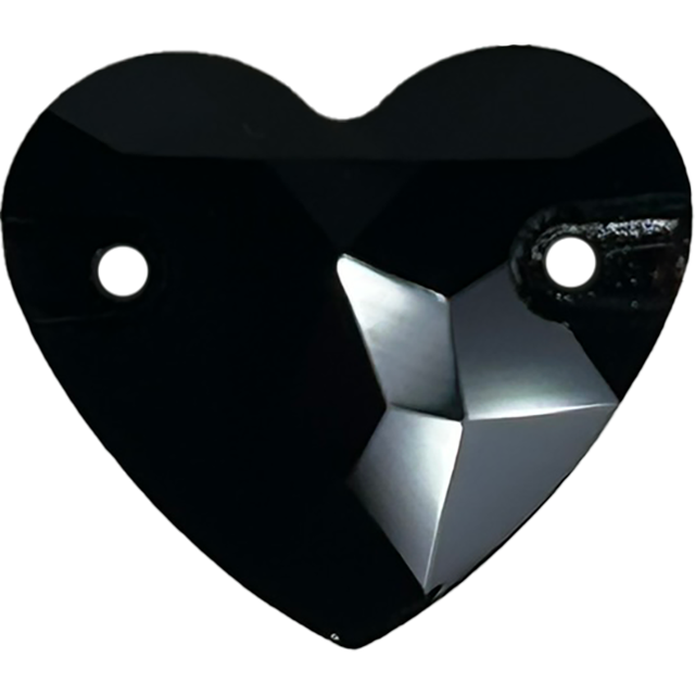 AURORA A3259 Heart sew-on stone 2 hole ジェットの画像