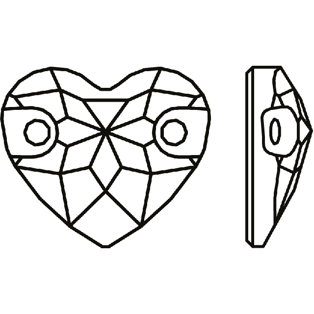 AURORA A3259 Heart sew-on stone 2 holeの図面