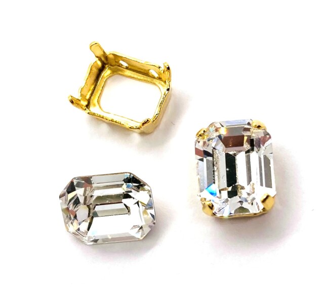 KIWA 石座 オクタゴン10x8mm用 ゴールド（縫い付け用) 2ケ 【メール便