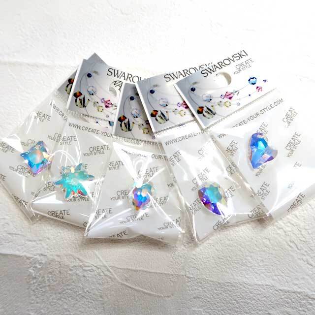 スワロフスキー・ペンダント15mm～18mm クリスタルAB アソート