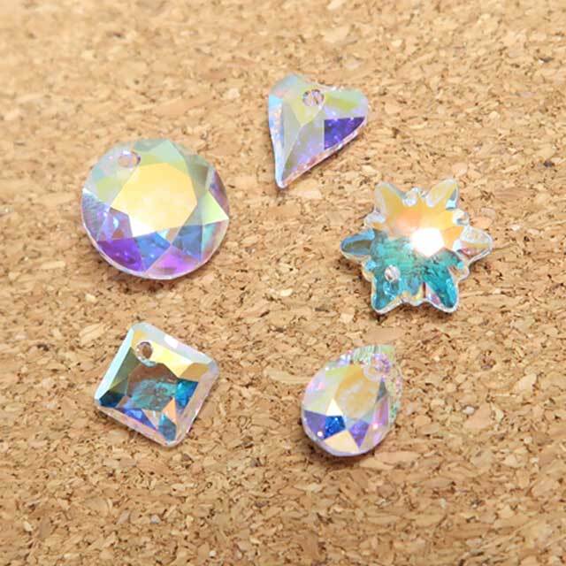 スワロフスキー・ペンダント11.5mm～14mm クリスタルAB アソート