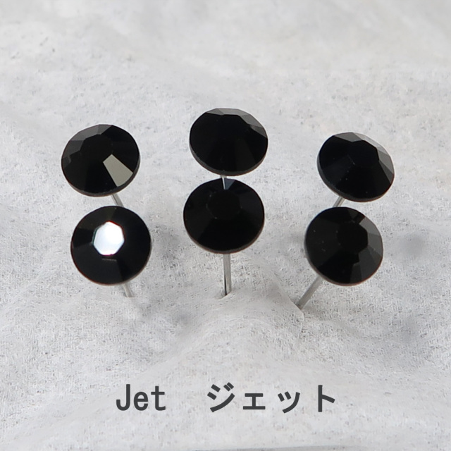 【新品】双子カメリア ボールピン　ブラック クリスタル スワロ スワロフスキー クリスタルイリデッセントグリーン-#2058 4-ライン