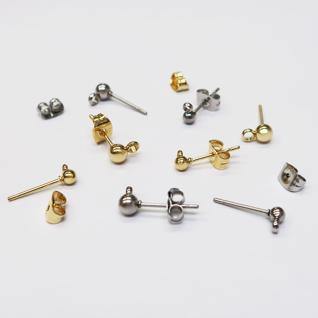 メタルボール 横カン付ピアス