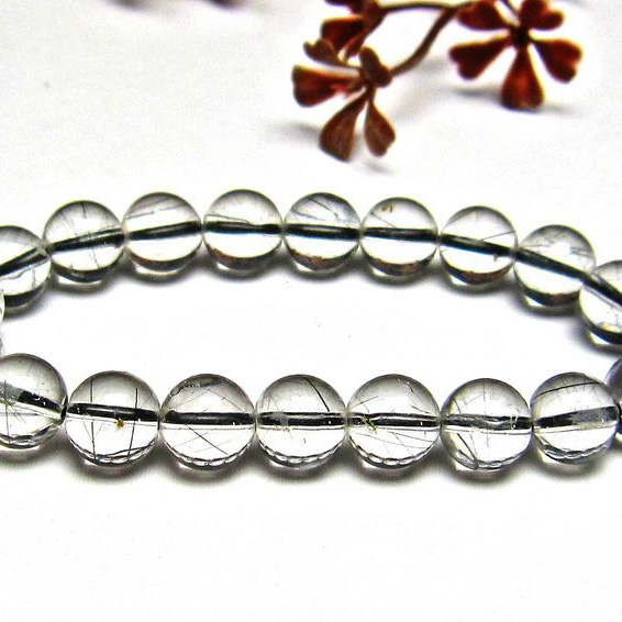 ブラックルチルクォーツ ブレスレット 9mm [H131-108]