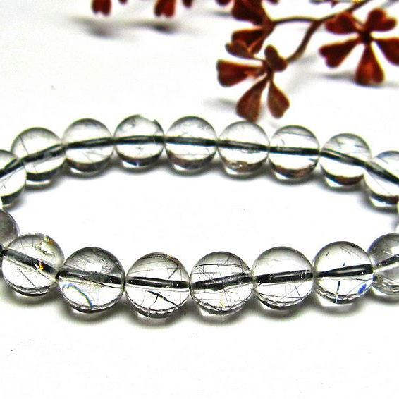 ブラックルチルクォーツ ブレスレット 9mm [H131-112]