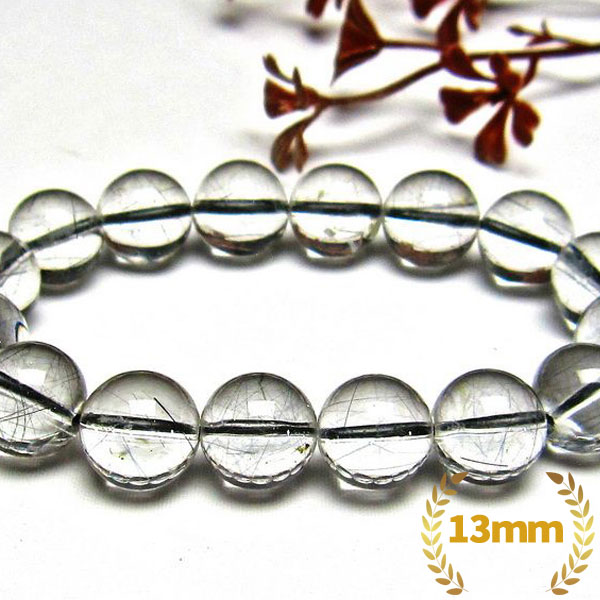 ブラックルチルクォーツ ブレスレット 13mm [H131-129]