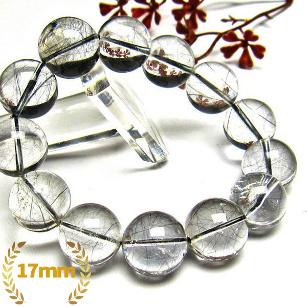 ブラックルチルクォーツ ブレスレット 17mm [H131-147]