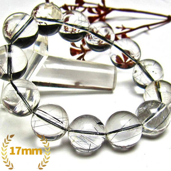 ブラックルチルクォーツ ブレスレット 17mm [H131-149]