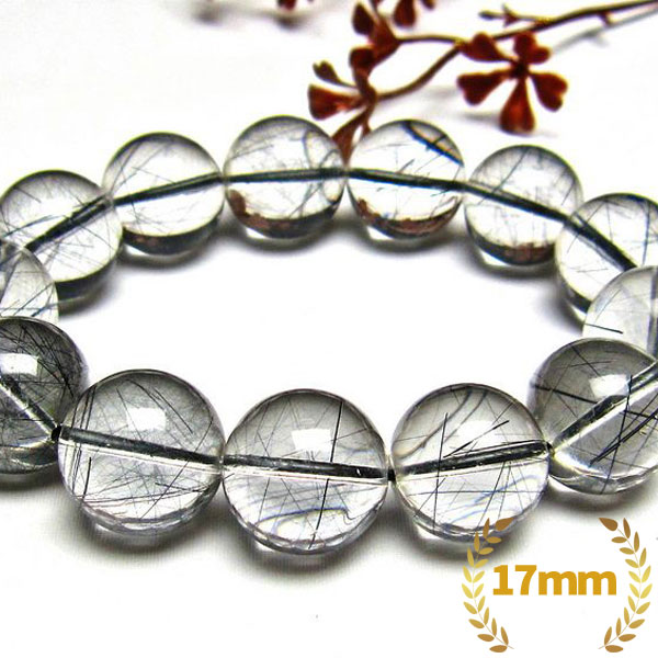 ブラックルチルクォーツ ブレスレット 17mm [H131-150]