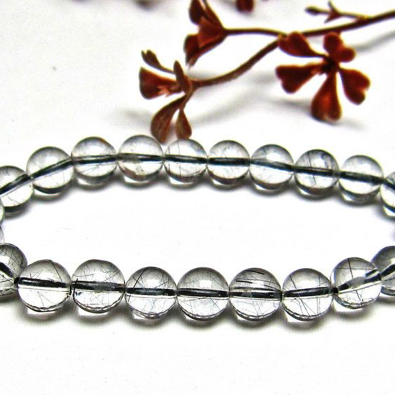 ブラックルチルクォーツ ブレスレット 7mm [H131-24]