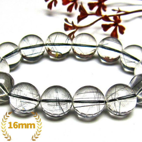 ブラックルチルクォーツ ブレスレット 16mm [H131-78]