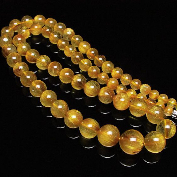 ゴールドタイチンルチル ネックレス 6mm [H213-13]