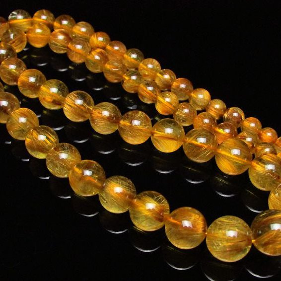 ゴールドタイチンルチル ネックレス 12mm [H213-21]