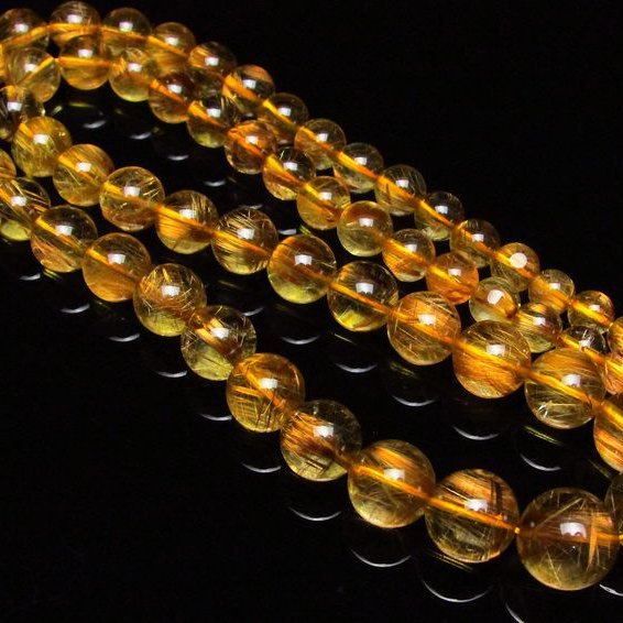 ゴールドタイチンルチル ネックレス 12mm [H213-23]