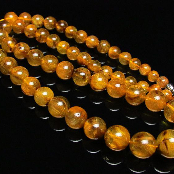 ゴールドタイチンルチル ネックレス 6mm [H213-26]