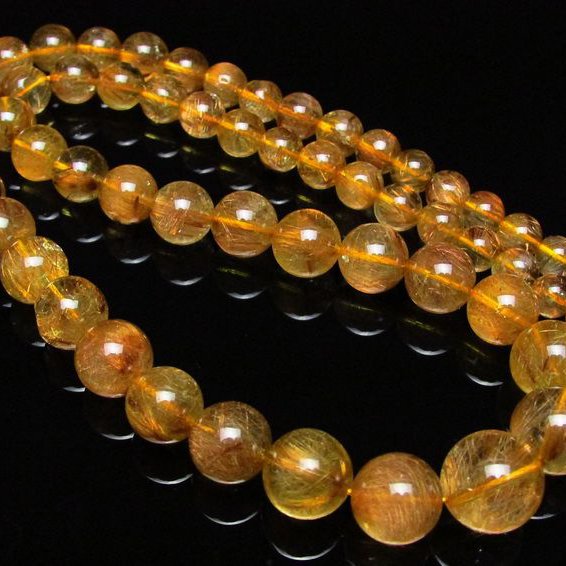 ゴールドタイチンルチル ネックレス 13mm [H213-28]