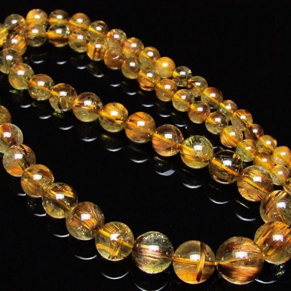 ゴールドタイチンルチル ネックレス 12mm [H213-31]