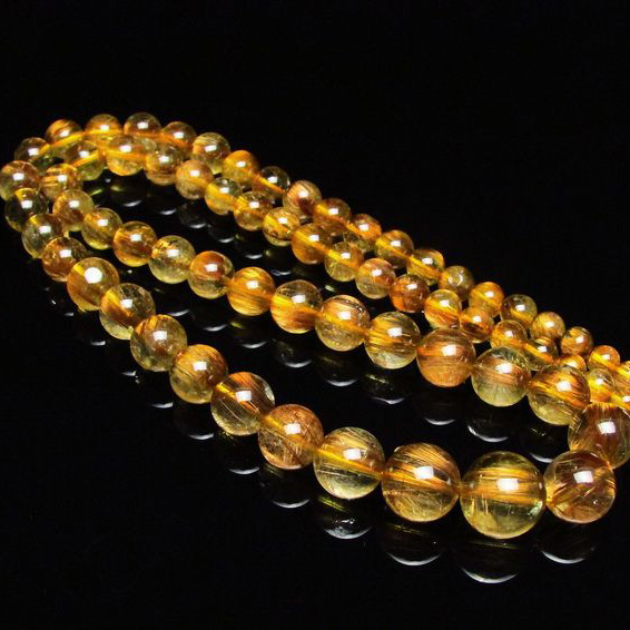 ゴールドタイチンルチル ネックレス 6mm [H213-33]