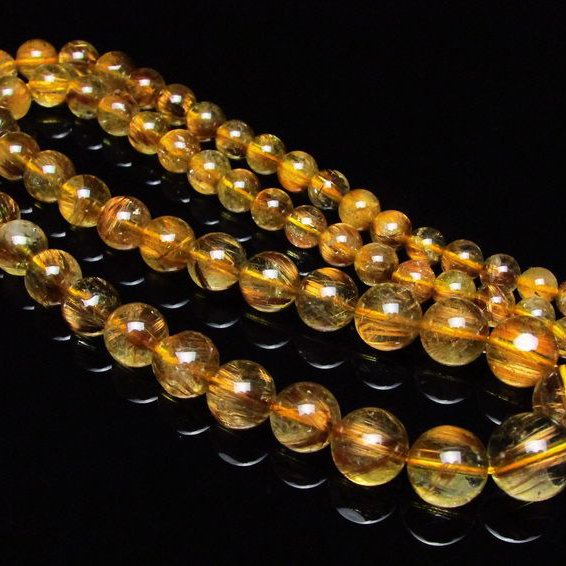 ゴールドタイチンルチル ネックレス 12mm [H213-35]