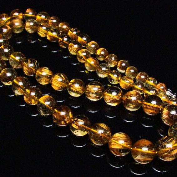 ゴールドタイチンルチル ネックレス 12mm [H213-40]