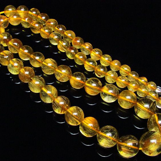 ゴールドタイチンルチル ネックレス 6mm [H213-44]