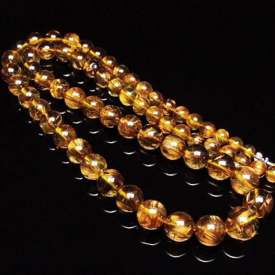 ゴールドタイチンルチル ネックレス 12mm [H213-6]