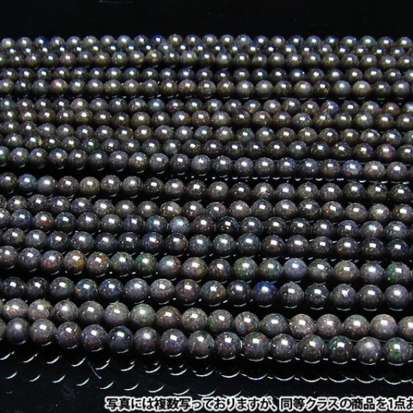 ブラックオパール 一連 ビーズ7.5mm 《rv》 [H54-11]