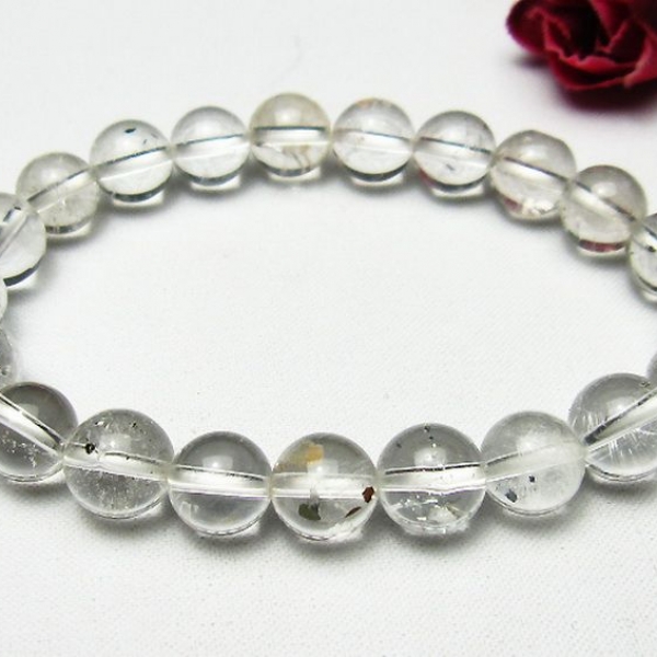 パイライト入り 水晶 ブレスレット 9mm  [K1-1545]