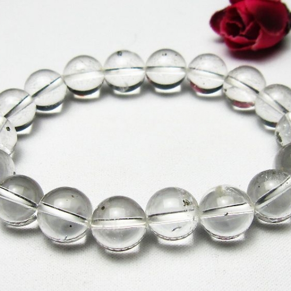 パイライト入り 水晶 ブレスレット 11mm  [K1-1590]