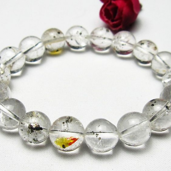 パイライト入り 水晶 ブレスレット 11mm  [K1-1591]
