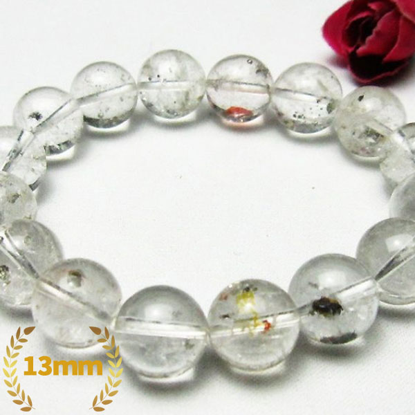 パイライト入り 水晶 ブレスレット 13mm  [K1-1597]