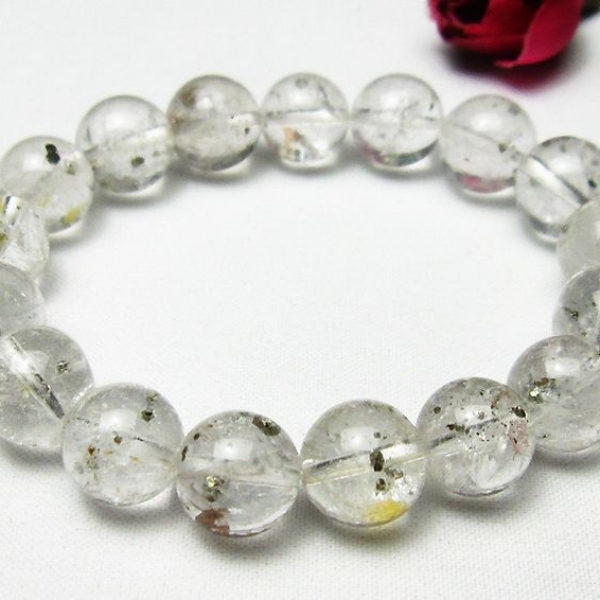 パイライト入り 水晶 ブレスレット 11mm  [K1-1600]