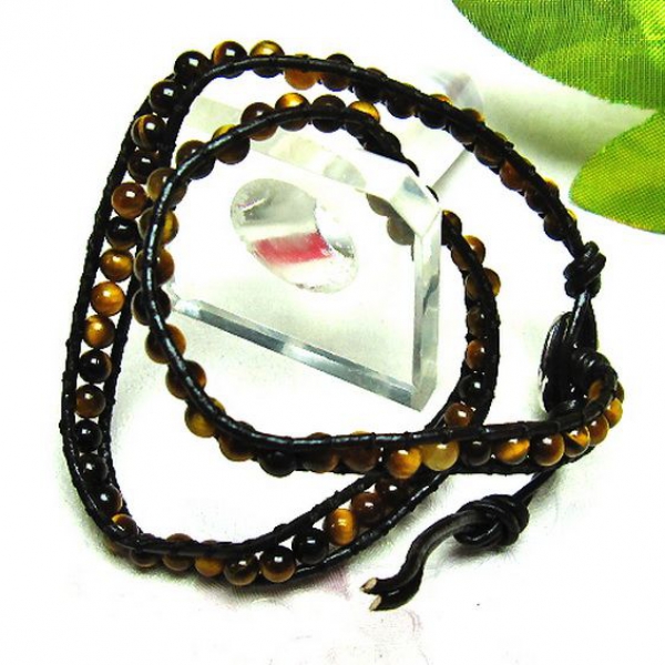 タイガーアイ※黄虎目石3重ブレスレットネックレス兼用可4mm